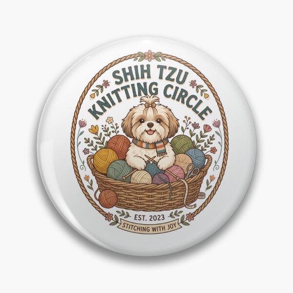 Item preview, Shih Tzu Knitting Circle Yarn Ball Crochet designed and sold by PictoVibe.