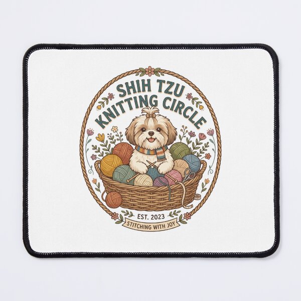 Item preview, Shih Tzu Knitting Circle Yarn Ball Crochet designed and sold by PictoVibe.