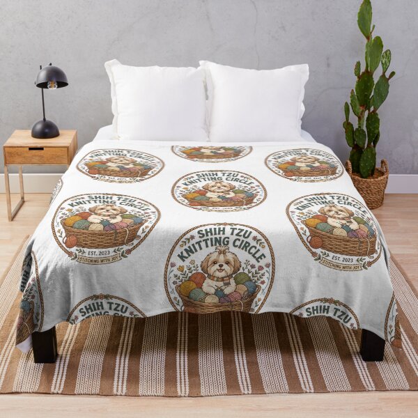 Item preview, Shih Tzu Knitting Circle Yarn Ball Crochet designed and sold by PictoVibe.