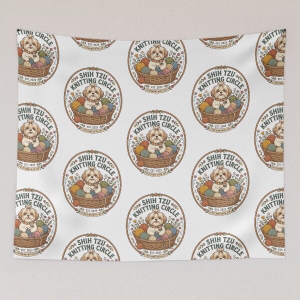 Item preview, Shih Tzu Knitting Circle Yarn Ball Crochet designed and sold by PictoVibe.