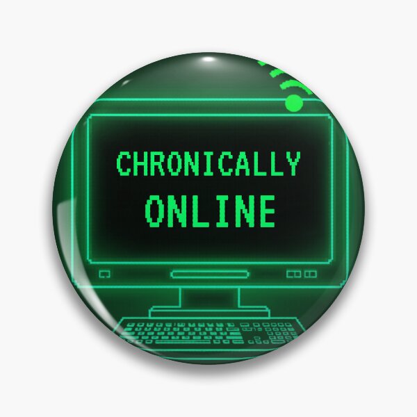 Item preview, Chronically Online Funny Vintage Badge Sticker designed and sold by RedRubyBubble.