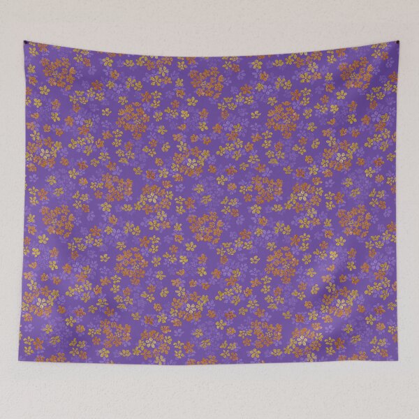 Item preview, Loose Gold Wildflowers in Watercolor Pattern (Purple Background) designed and sold by andrebalest.art.