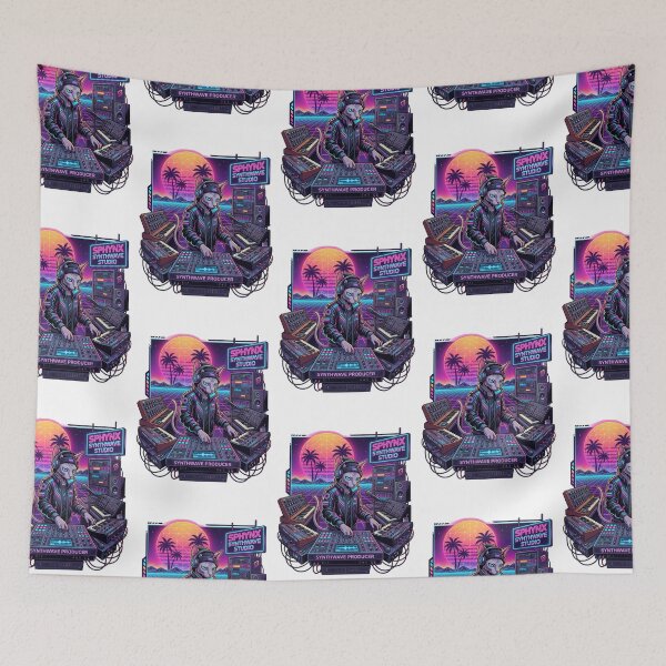 Item preview, Sphynx Synthwave Studio Neon Retro Producer designed and sold by PictoVibe.
