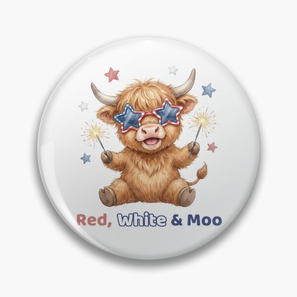 Item preview, Red White and Moo Highland Cow designed and sold by HumTumMe.