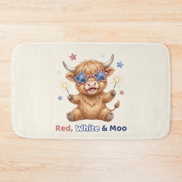 Item preview, Red White and Moo Highland Cow designed and sold by HumTumMe.