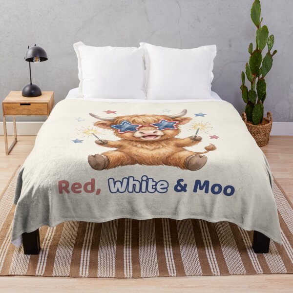 Item preview, Red White and Moo Highland Cow designed and sold by HumTumMe.