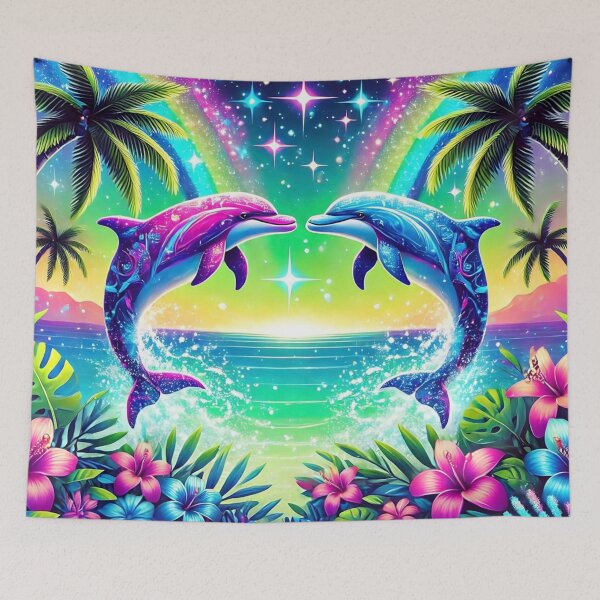 Item preview, Cosmic Dolphins of Paradise Graphic Design designed and sold by INKRebelGraphic.