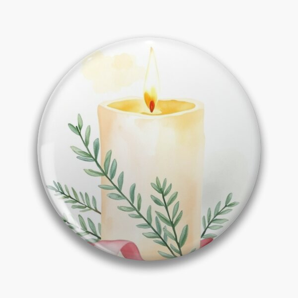 Item preview, Watercolor Burning Candle with Leaves and Ribbon designed and sold by Vida e Arte.