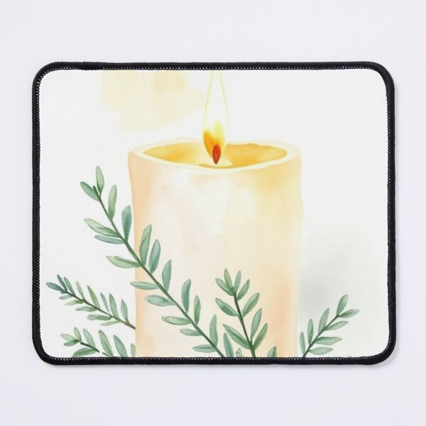 Item preview, Watercolor Burning Candle with Leaves and Ribbon designed and sold by Vida e Arte.