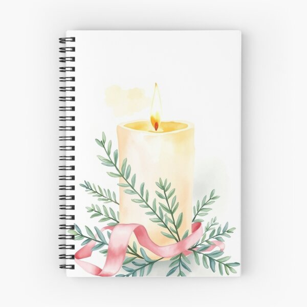 Item preview, Watercolor Burning Candle with Leaves and Ribbon designed and sold by Vida e Arte.