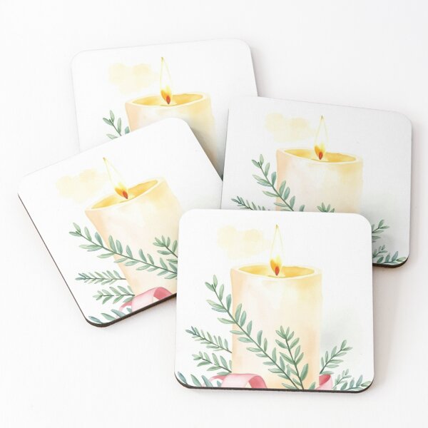 Item preview, Watercolor Burning Candle with Leaves and Ribbon designed and sold by Vida e Arte.