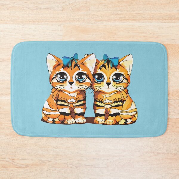 Item preview, Vintage Kawaii Kittens Cute Tabby Cats with Blue Bows designed and sold by Karin Taylor.