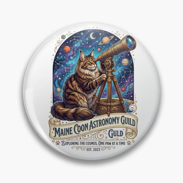 Item preview, Maine Coon Astronomy Guild Telescope Space Cat designed and sold by PictoVibe.
