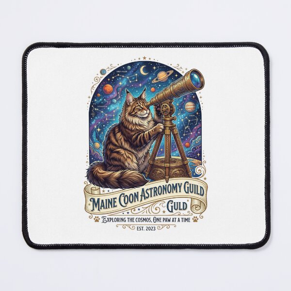 Item preview, Maine Coon Astronomy Guild Telescope Space Cat designed and sold by PictoVibe.