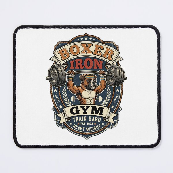 Item preview, Boxer Iron Gym Weightlifting Fitness Dog designed and sold by PictoVibe.