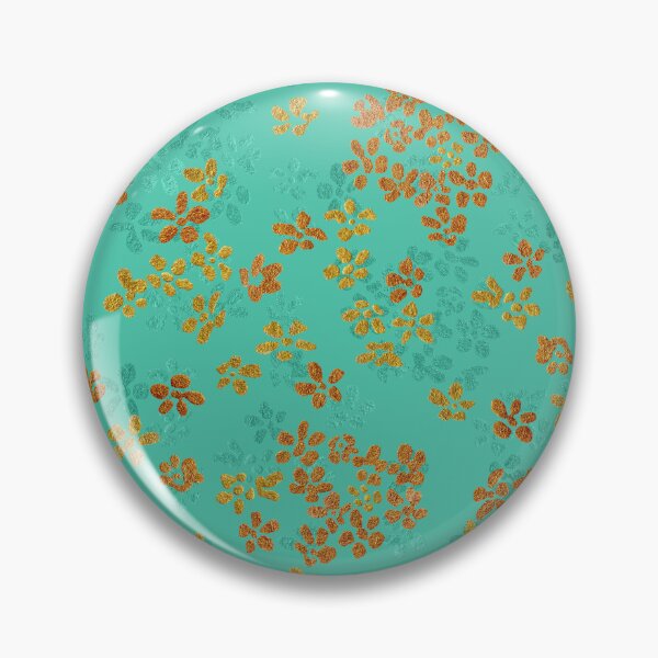 Item preview, Loose Gold Wildflowers in Watercolor Pattern (Turquoise Background) designed and sold by andrebalest.art.