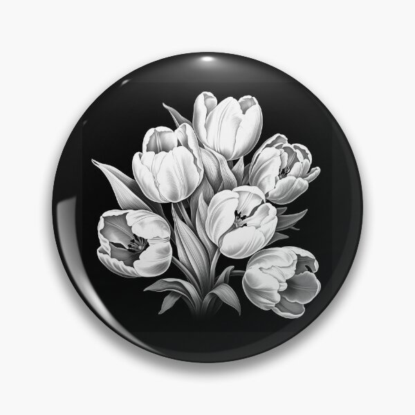 Item preview, Black and White Tulip Bouquet Botanical Art designed and sold by inkoutninja.