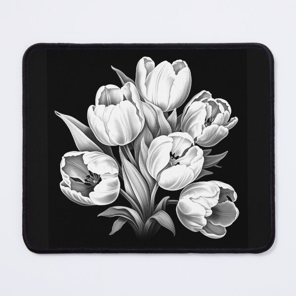 Item preview, Black and White Tulip Bouquet Botanical Art designed and sold by inkoutninja.