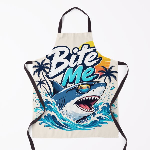 Item preview, Funny Bite Me Shark Retro Sunset designed and sold by legendaryskins.