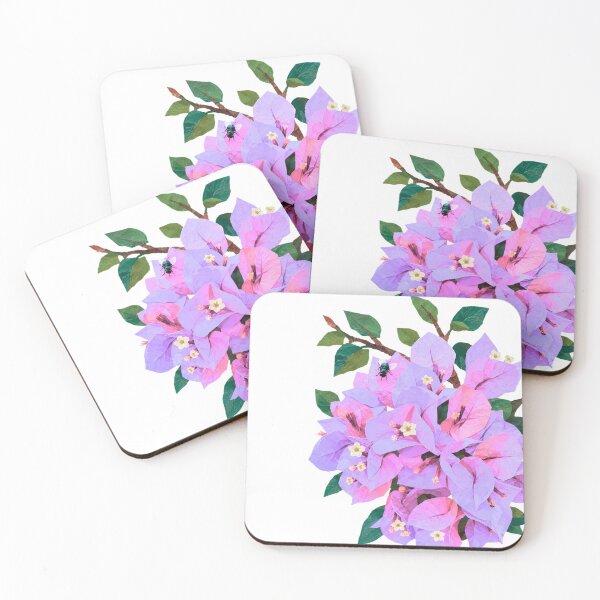 Item preview, Pastel Bougainvillea Collage Art – Pink & Purple Tropical Flower Botanical Paper Cut Design designed and sold by SWSandraWechner.
