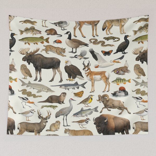 Item preview, Animals of North Dakota Retro Style Identification Chart designed and sold by kakarikihill.