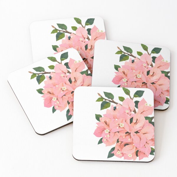 Item preview, Pastel Bougainvillea Collage Art – Pink Tropical Flower Botanical Paper Cut Design designed and sold by SWSandraWechner.