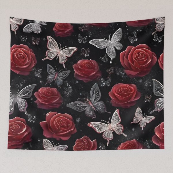 Item preview, Midnight Roses & Butterflies Graphic Design designed and sold by INKRebelGraphic.
