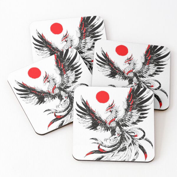 Item preview, Red Sun Japanese Phoenix - Ink Tattoo Art designed and sold by Tsuiho_art.