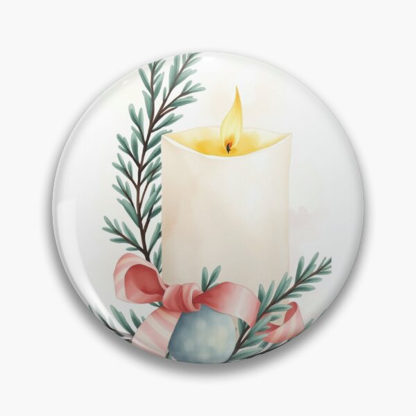Item preview, Watercolor Christmas Candle with Ornament and Ribbon designed and sold by Vida e Arte.