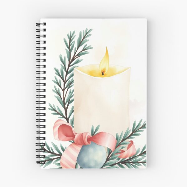 Item preview, Watercolor Christmas Candle with Ornament and Ribbon designed and sold by Vida e Arte.