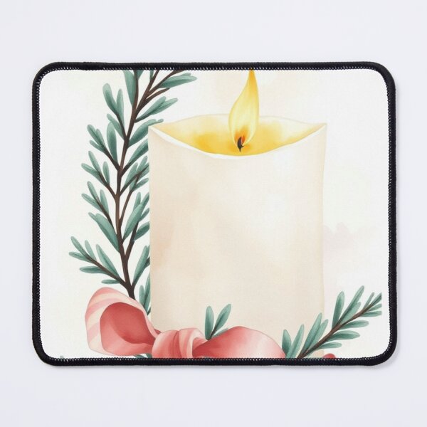 Item preview, Watercolor Christmas Candle with Ornament and Ribbon designed and sold by Vida e Arte.
