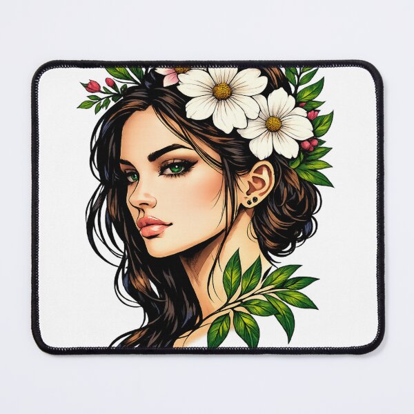 Item preview, Floral Beauty Portrait | Colorful Woman with Flower Crown | Elegant Botanical Art Sticker | Aesthetic Feminine Design designed and sold by Akseries.