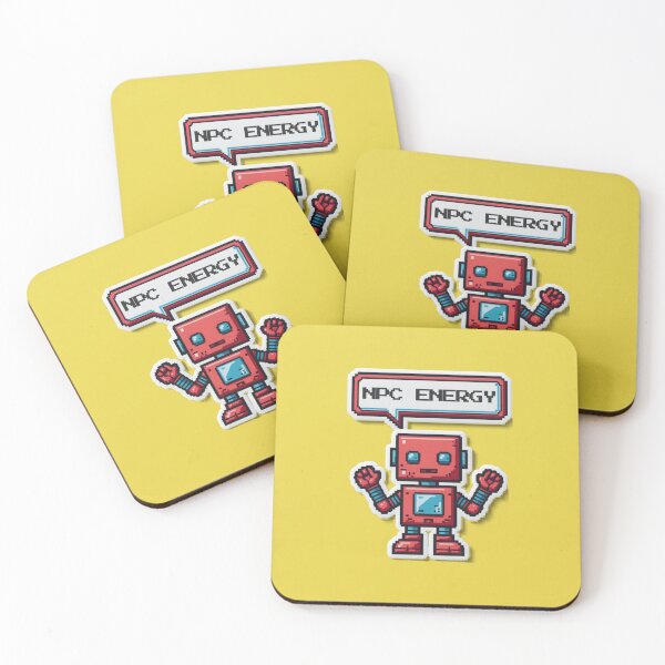 Item preview, NPC Energy Funny Meme Vintage Badge Sticker designed and sold by RedRubyBubble.