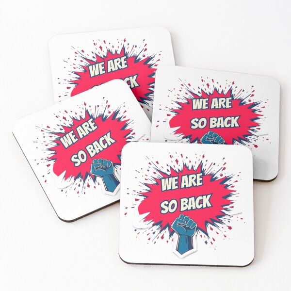 Item preview, We Are So Back Funny Retro Comeback Badge designed and sold by RedRubyBubble.