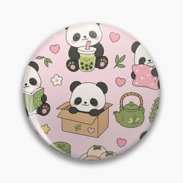 Item preview, Cozy Panda Tea House Kawaii Pattern designed and sold by Soft Berry Studio.