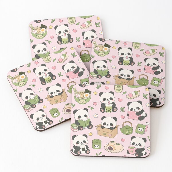 Item preview, Cozy Panda Tea House Kawaii Pattern designed and sold by Soft Berry Studio.