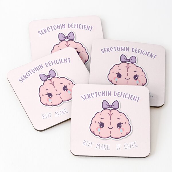 Item preview, Serotonin Deficient but Make it Cute Badge designed and sold by RedRubyBubble.