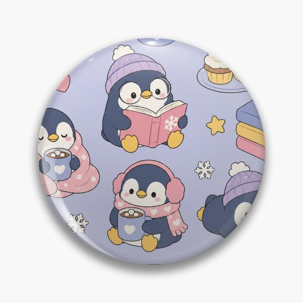 Item preview, Cozy Penguin Reading Club Kawaii Pattern designed and sold by Soft Berry Studio.