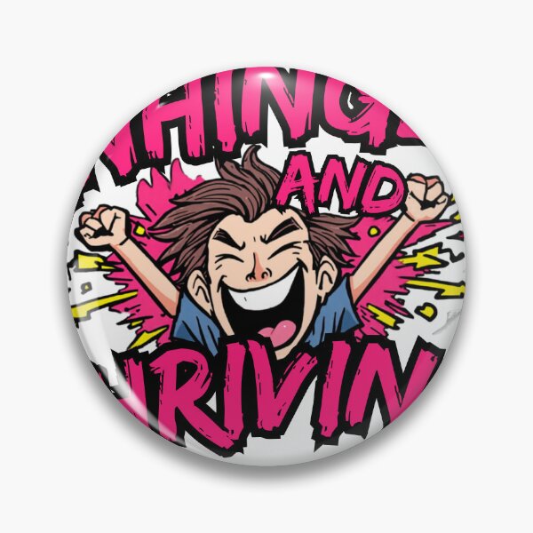 Item preview, Unhinged and Thriving Funny Vintage Badge designed and sold by RedRubyBubble.