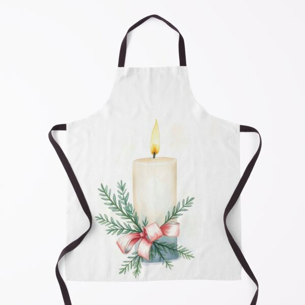 Item preview, Watercolor Pillar Candle with Ribbon and Evergreen Sprigs designed and sold by Vida e Arte.