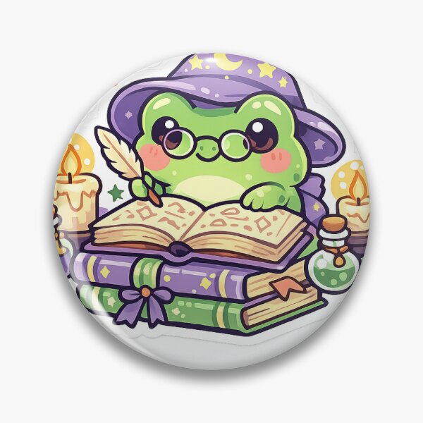 Item preview, Wizard Frog Reader Sticker Kawaii Fantasy Study Aesthetic for Book Lovers & Students designed and sold by CutePrintCorner.