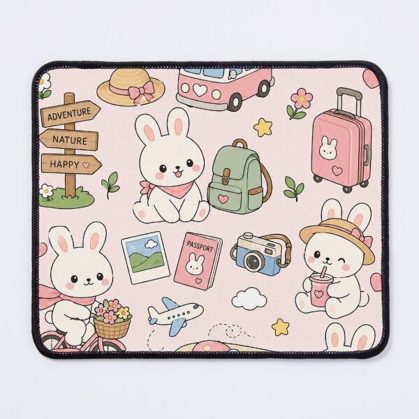 Item preview, Cute Bunny Travel Adventure Kawaii Pattern designed and sold by Soft Berry Studio.