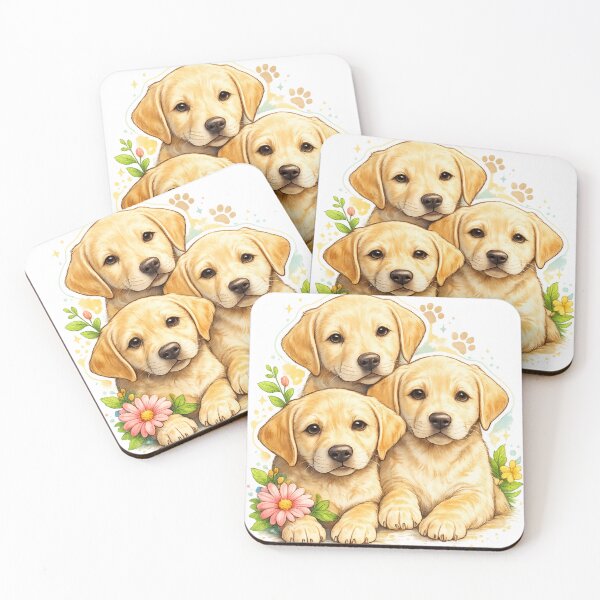 Item preview, Three Cute Labrador Puppies | Colorful Dog Lover Art | Adorable Puppy Illustration | Pet Lover Gift designed and sold by Akseries.