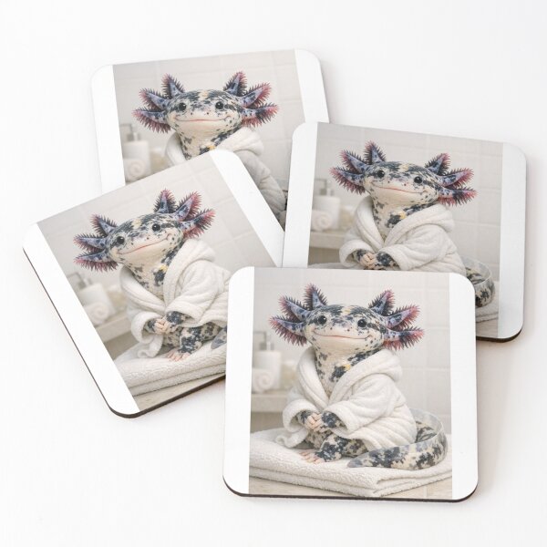 Item preview, Cozy Bathrobe Mosaic Axolotl designed and sold by Sillytoe.