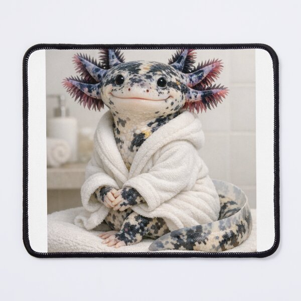 Item preview, Cozy Bathrobe Mosaic Axolotl designed and sold by Sillytoe.
