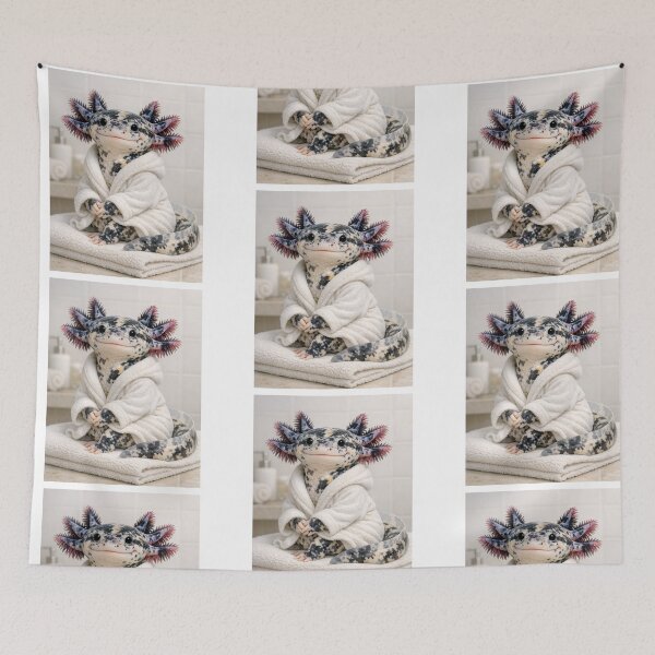 Item preview, Cozy Bathrobe Mosaic Axolotl designed and sold by Sillytoe.