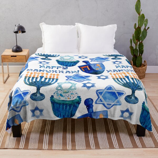 Item preview, Hanukkah Pattern: Menorahs, Dreidels, and Star of David designed and sold by DEC02.
