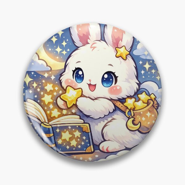 Item preview, Star Collector Bunny Sticker Kawaii Fantasy Reader Aesthetic for Dreamers & Book Lovers designed and sold by CutePrintCorner.