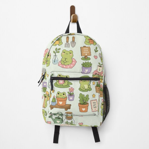 Item preview, Cute Frog Plant Garden Kawaii Pattern designed and sold by Soft Berry Studio.