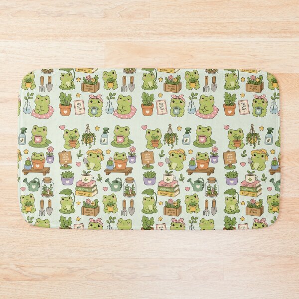 Item preview, Cute Frog Plant Garden Kawaii Pattern designed and sold by Soft Berry Studio.